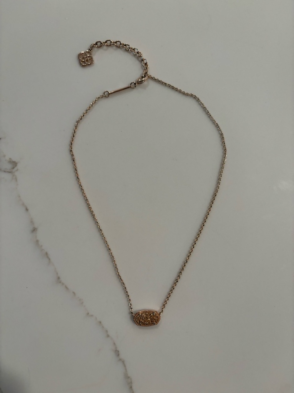 Kendra Scott Rose Gold Pavé Oval Pendant Necklace